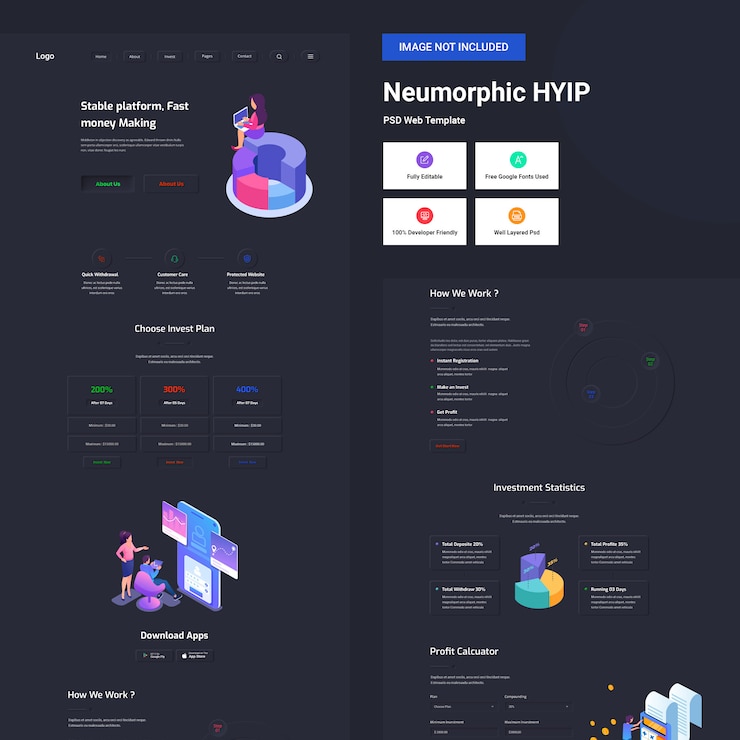 PSD nuemorphic hyip design ui
