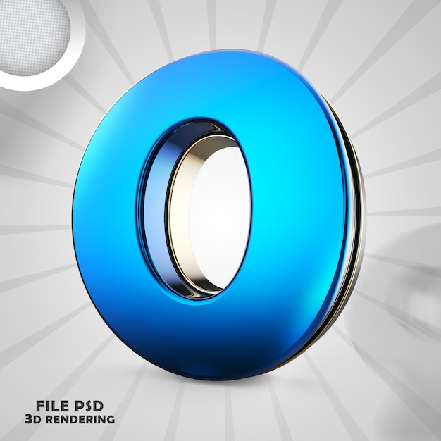 PSD numero 0 rendering 3d blu