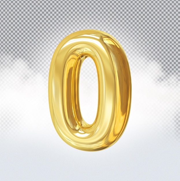 Numero 0 rendering di lusso in oro 3d