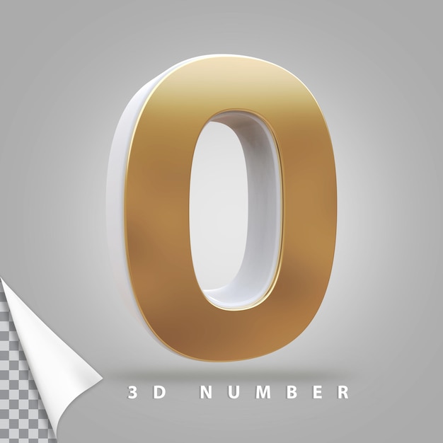 Number 0 3d rendering golden