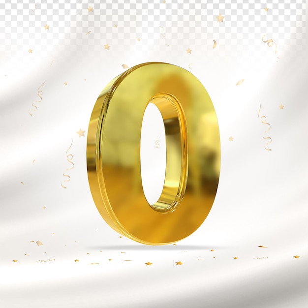 Number 0 gold luxury 3d render