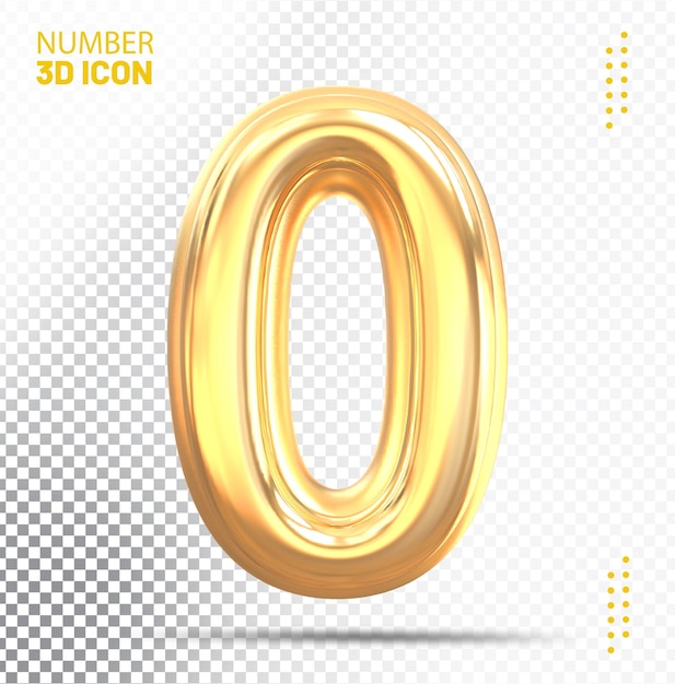 Number 0 golden luxury 3d