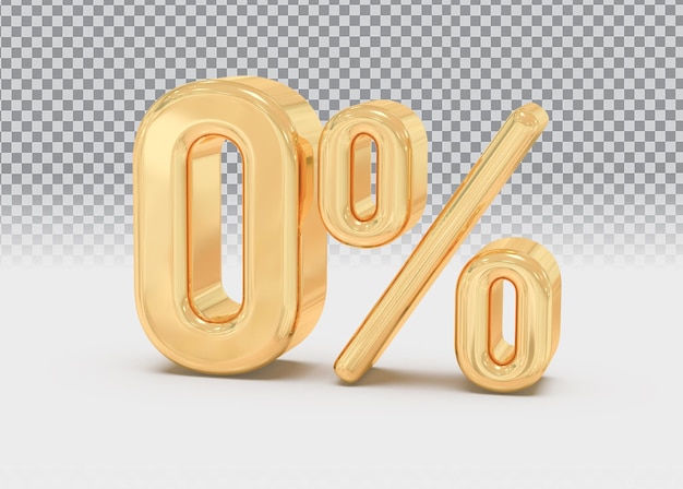 Number 0 percent gold 3d