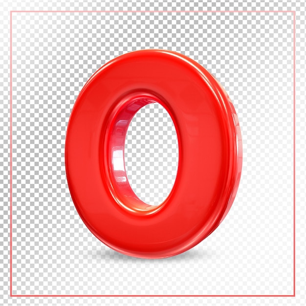 PSD numero 0 rosso 3d