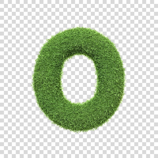 濃い緑の草から成り立つ数字 0 は純な白い背景にセットされています数字 0 は前方の景色です