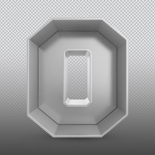 Number 0 silver 3d rendering