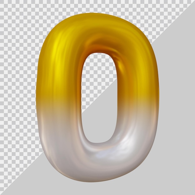 Number 0 with 3d modern style