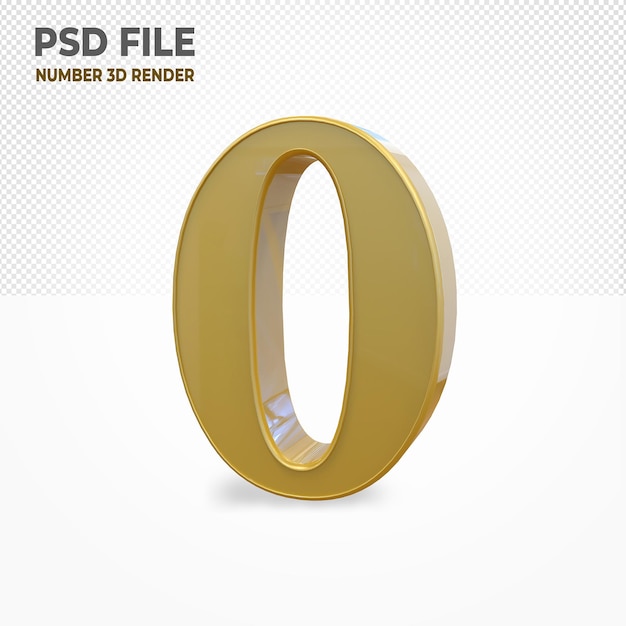 Number 0 with style gold 3d