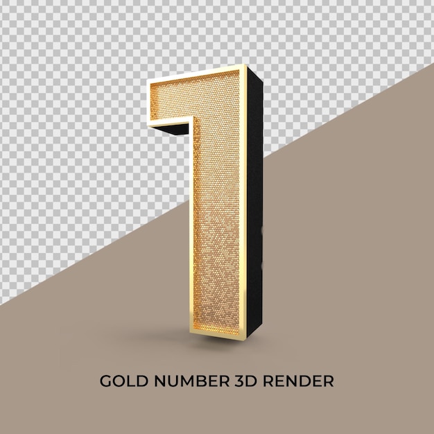 Number 1 3d render gold style