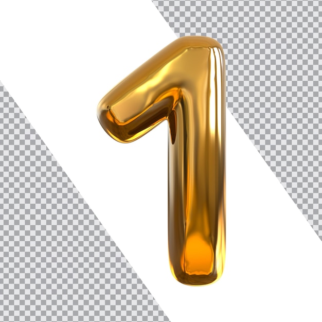 Number 1 3d render style golden luxury