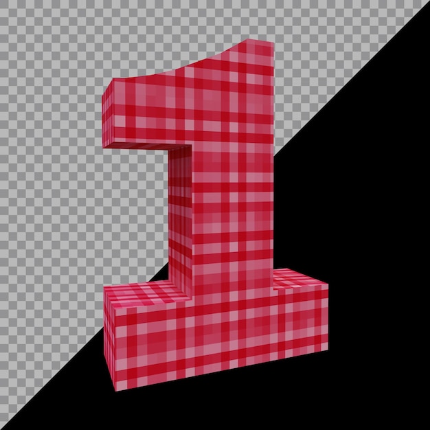 Number 1 in 3d render