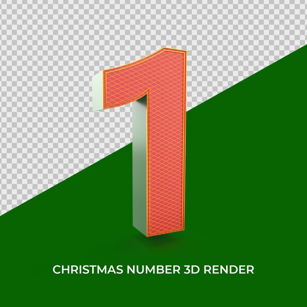 number 1 christmas ornaments 3d render