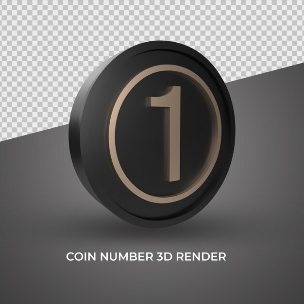 number 1 coin gold 3D luxury