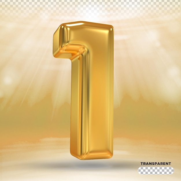 Number 1 gold 3d render Styles