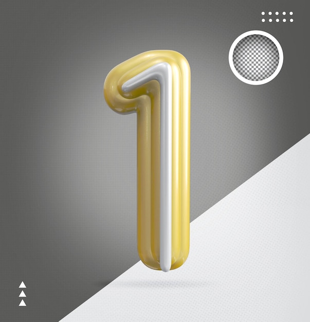 Numero 1 oro con bianco 3d