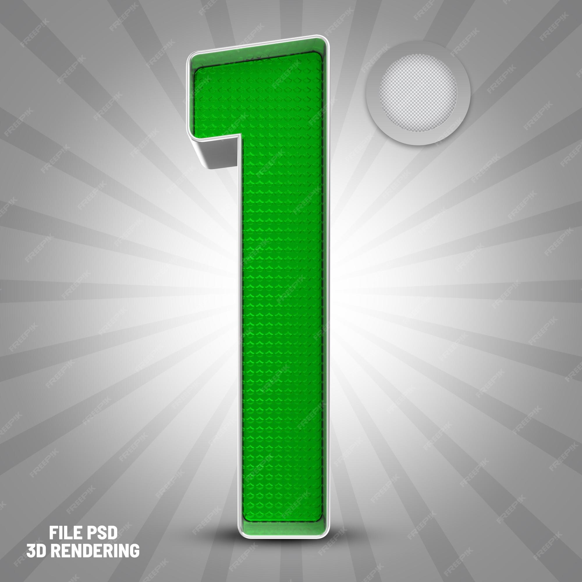 Premium PSD | Number 1 green 3d rendering