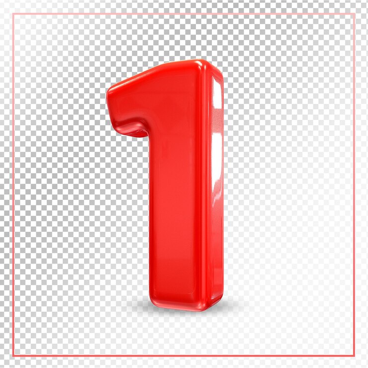 PSD ナンバー1レッド3d