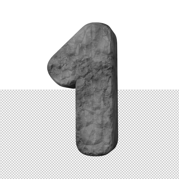 Number 1 stone text effect 3d render