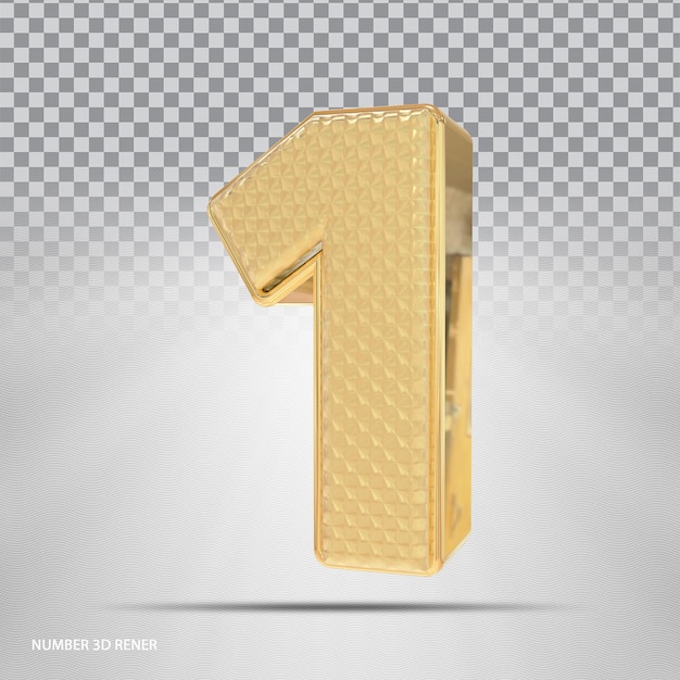 Number 1 with style 3d golden