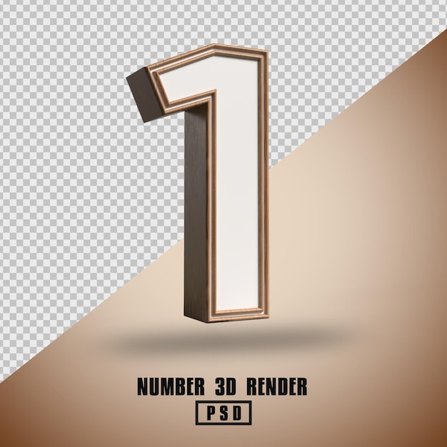 Number 1 wood texture 3d render