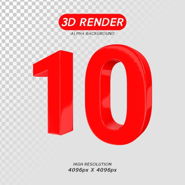 Number 10 3d render