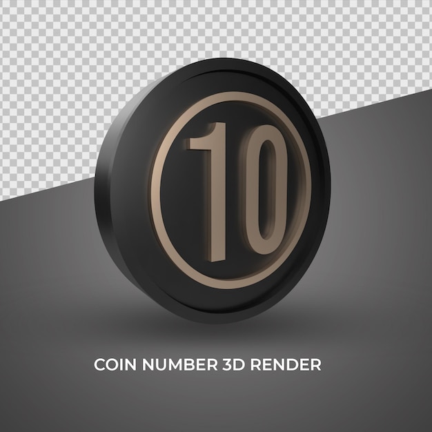 Number 10 coin gold 3d luxury