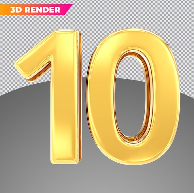 PSD ナンバー10ゴールド3dスタイル