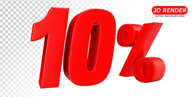 숫자 10% 3d 렌더링