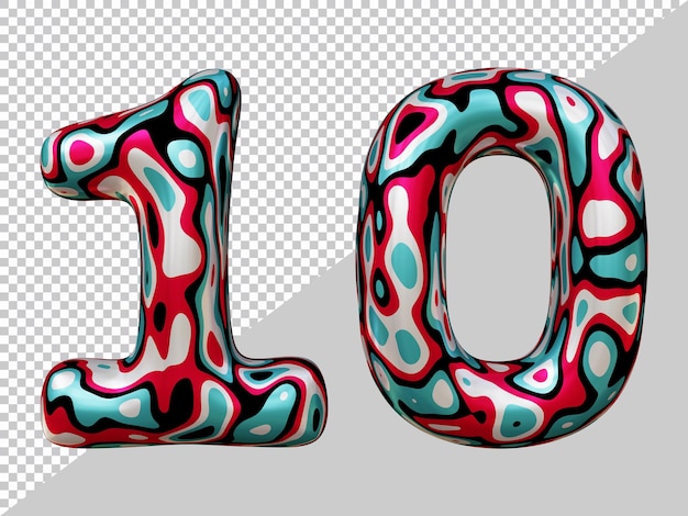 PSD number 10 with 3d modern style