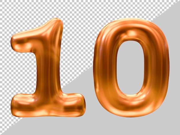 Number 10 with 3d modern style