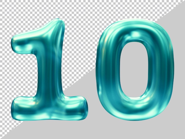 PSD number 10 with 3d modern style