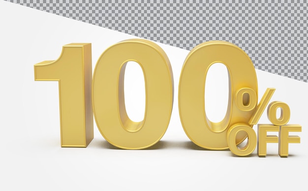 Number 100 percent gold 3d