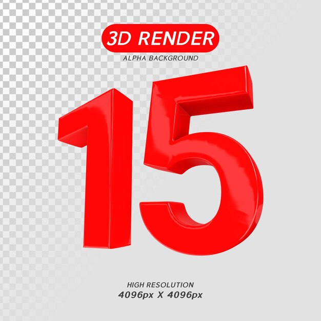 Number 15 3d render