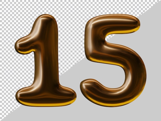 Design numero 15 con stile palloncino in rendering 3d