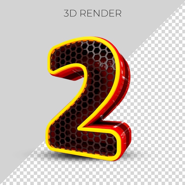 번호 2 3d 플라스틱 렌더링