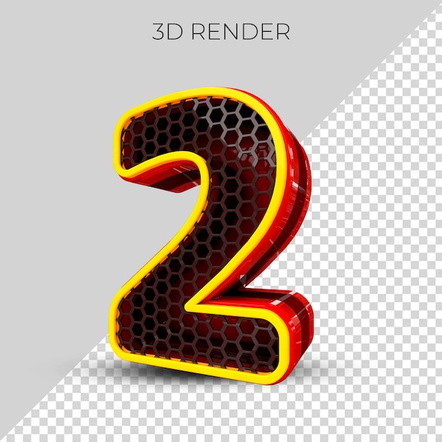 number 2 3d plastic render