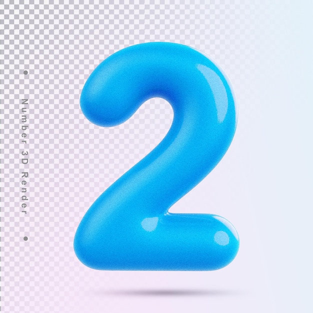 Number 2 blue luxury 3d