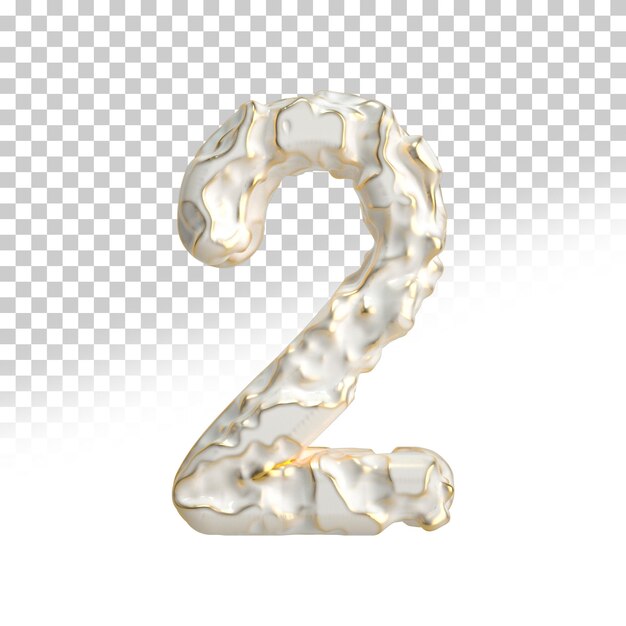 Number 2 platinum 3d render style