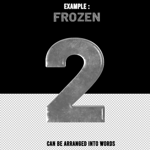 Number 2 text effect ice