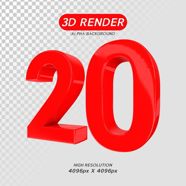 Number 20 3d render