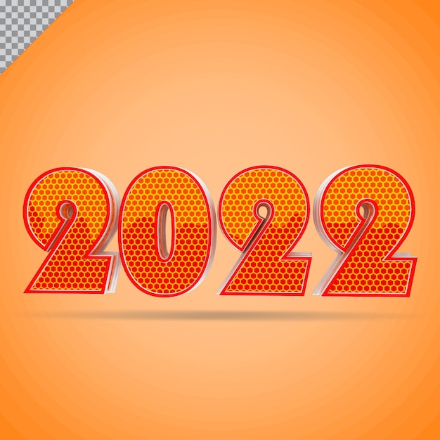 Number 2022 3d color orange design