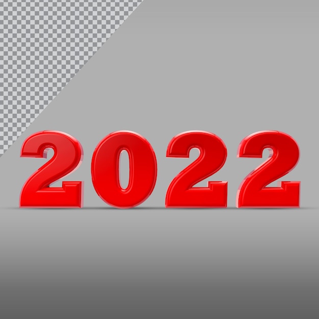 PSD number 2022 3d of style color red