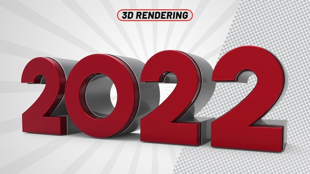 PSD numero 2022 rosso render 3d