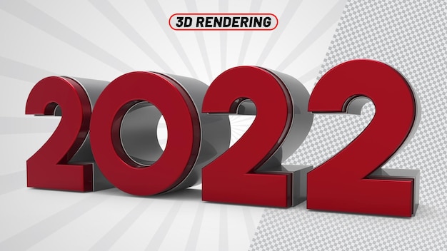 PSD numero 2022 rosso render 3d