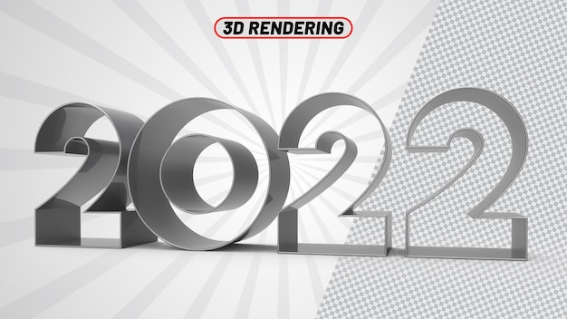 PSD numero 2022 argento render 3d