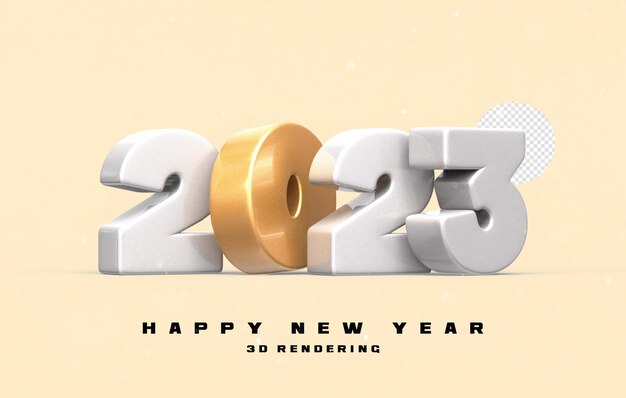 PSD number 2023 happy new year 2023 3d render