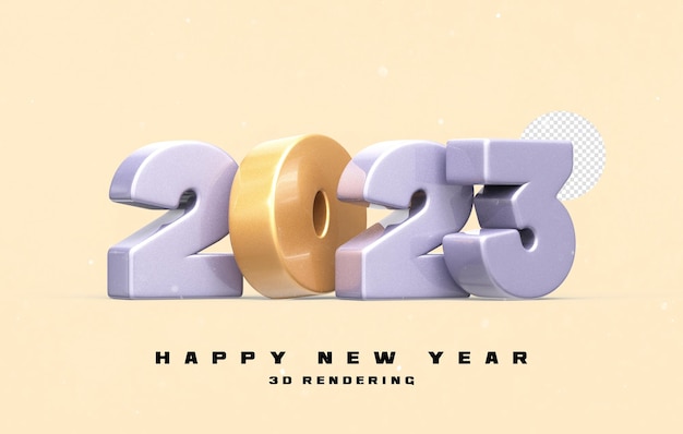 Number 2023 happy new year 2023 3d render