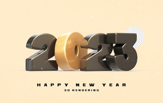 PSD number 2023 happy new year 2023 3d render