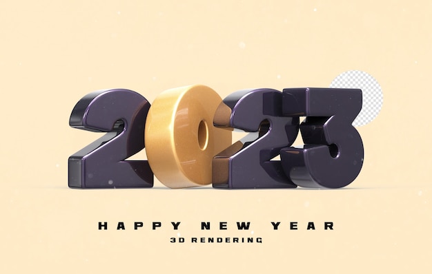 PSD number 2023 happy new year 2023 3d render