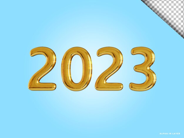 Number 2023 new year 3d render